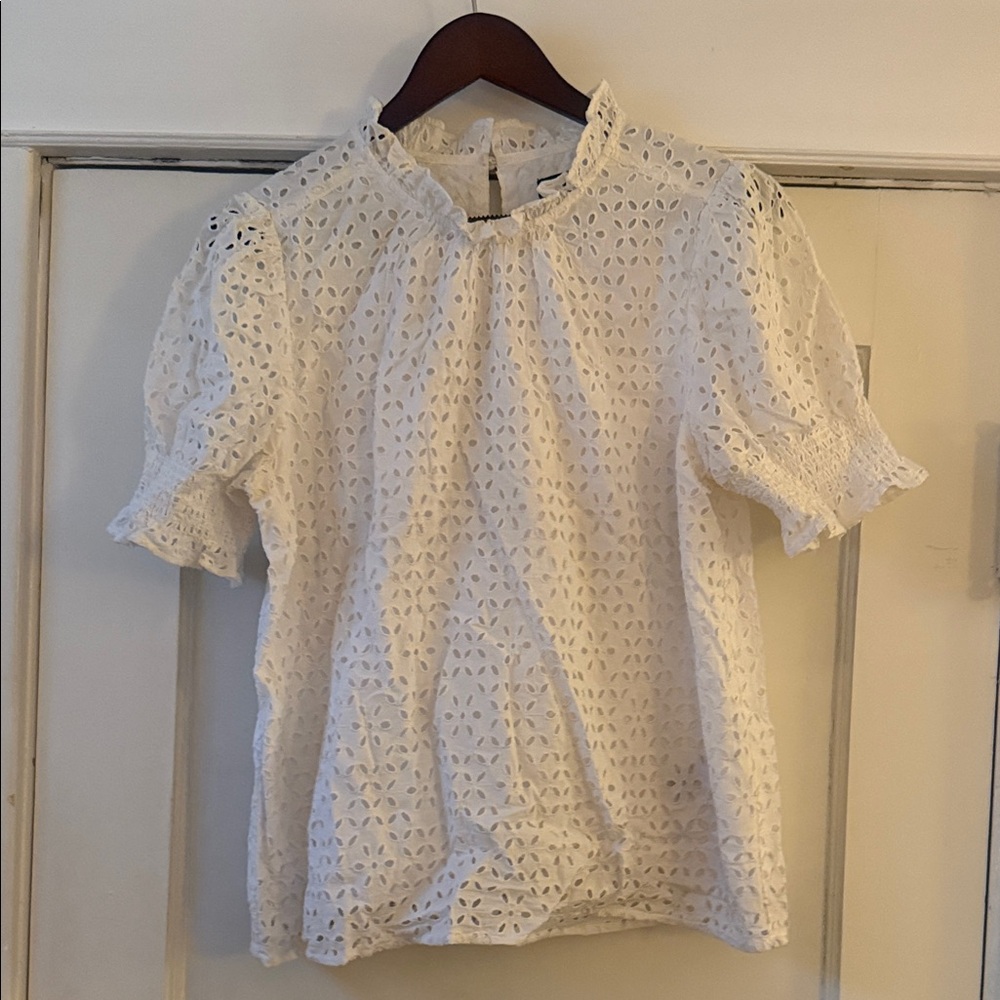 J. Crew Ivory Eyelet Top